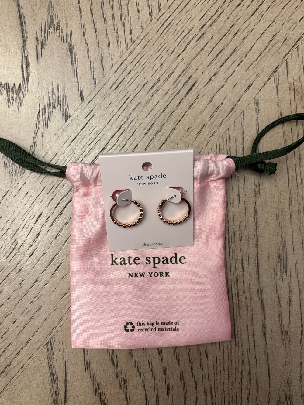 Kate Spade New York “Full Circle” CZ Hoop Earrings Rose Gold NWT + Dust Bag